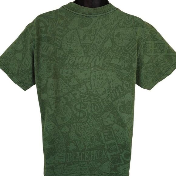 Vintage Sundowner Casino T Shirt Mens Size Large Green 90s All Over Print CLOSED - Picture 3 of 5